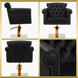 Fauteuil de coiffure noir-gold Berlin Gabbiano