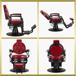 Fauteuil de barbier noir-rouge President Gabbiano