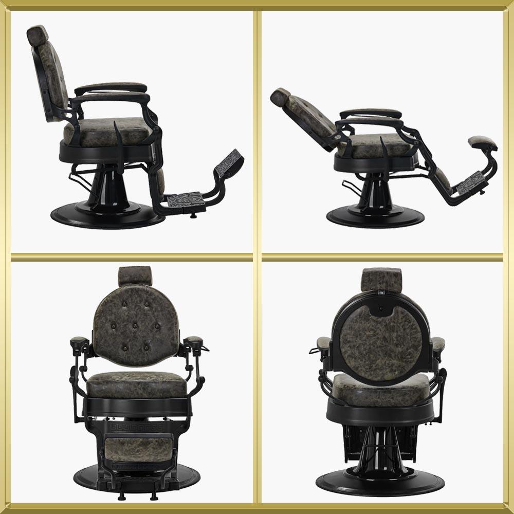 Fauteuil de barbier noir-vert patine President Gabbiano