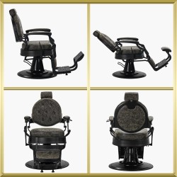 Fauteuil de barbier noir-vert patine President Gabbiano