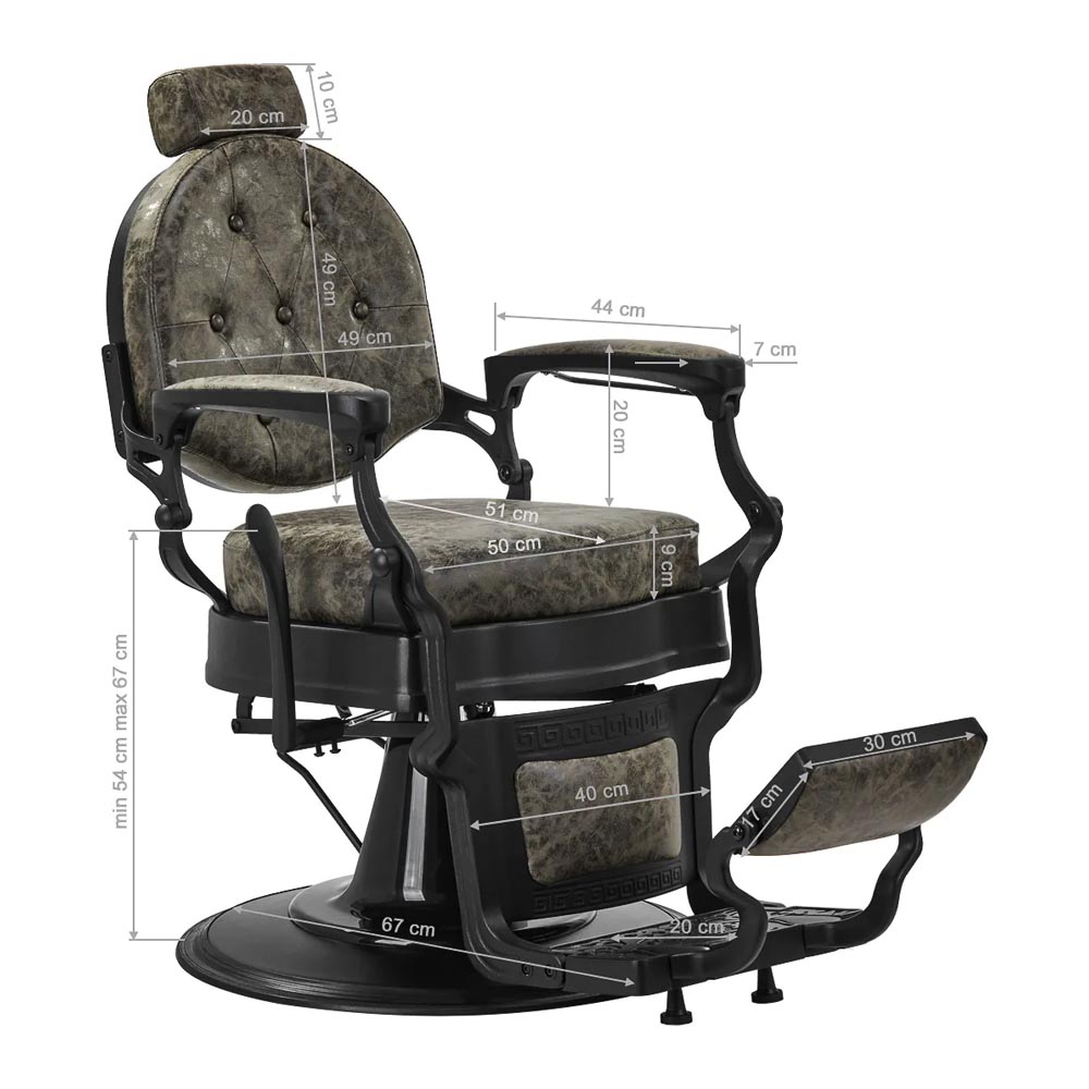 Fauteuil de barbier noir-vert patine President Gabbiano