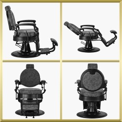 Fauteuil de barbier noir-gris President Gabbiano