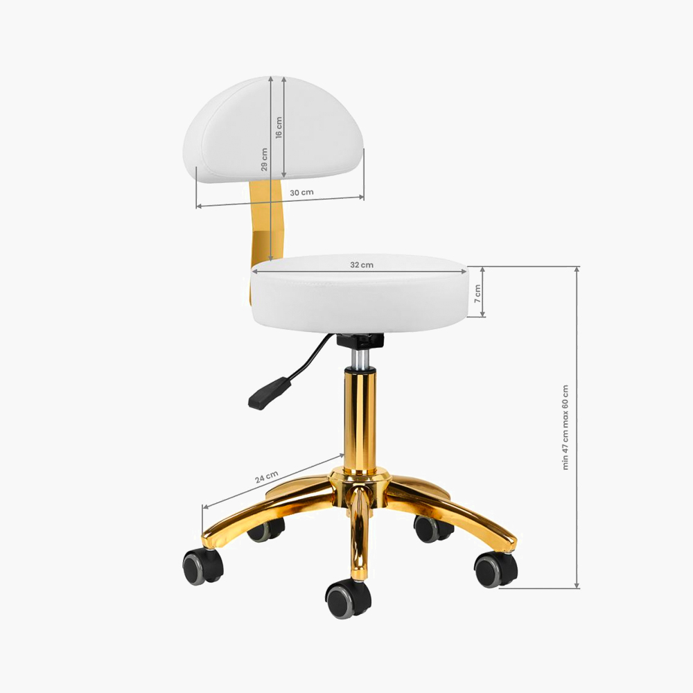 Tabouret de coiffure / cosmetique Blanc-Gold AM304-G Qainzo