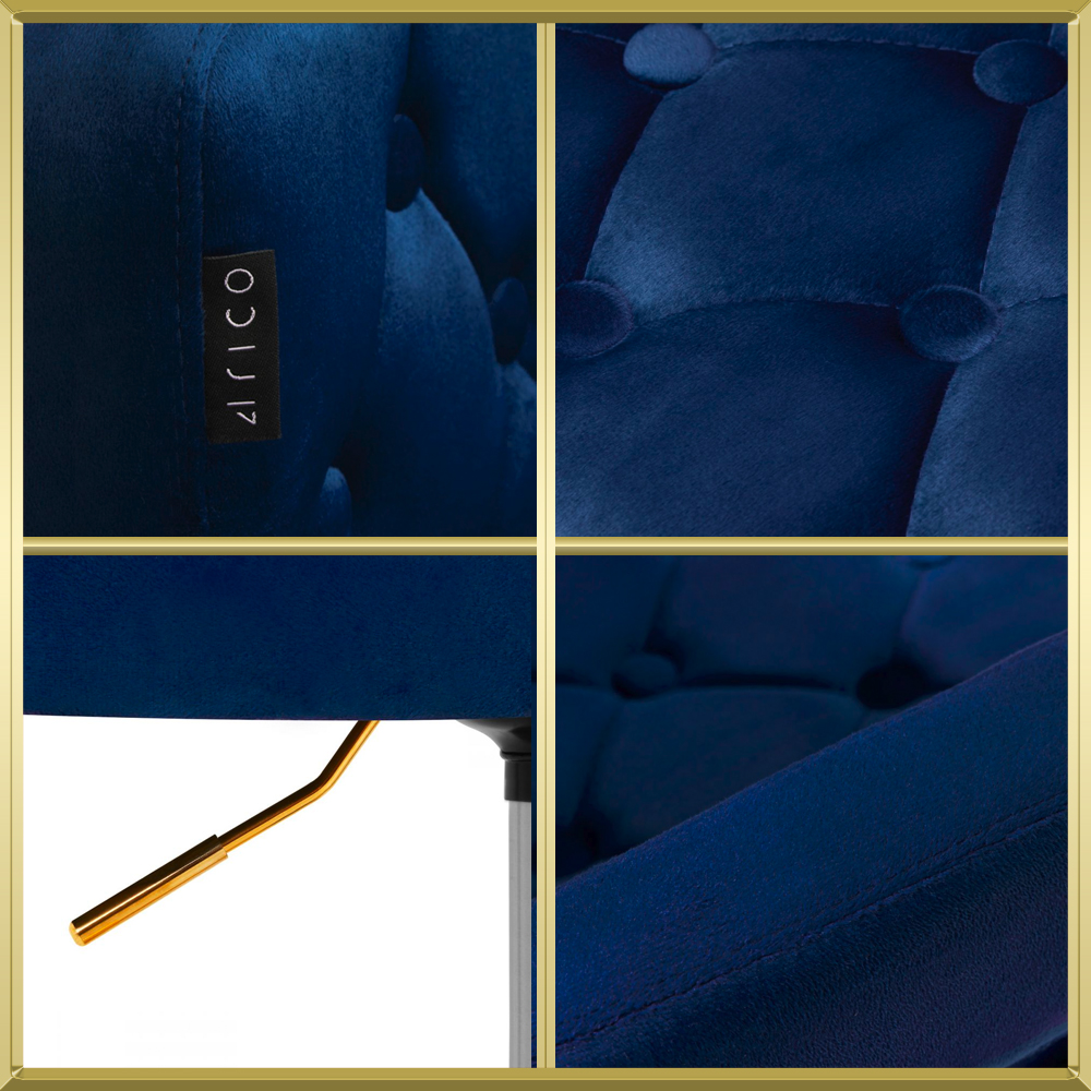 Fauteuil de coiffure & beauté velours bleu-gold 4Rico