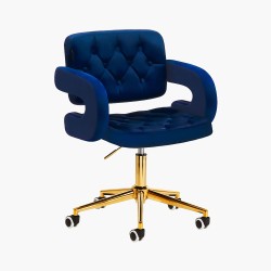 Fauteuil de coiffure & beauté velours bleu-gold 4Rico