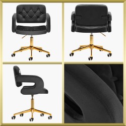 Fauteuil de coiffure & beauté velours gris-gold 4Rico