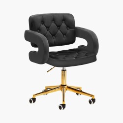 Fauteuil de coiffure & beauté velours gris-gold 4Rico