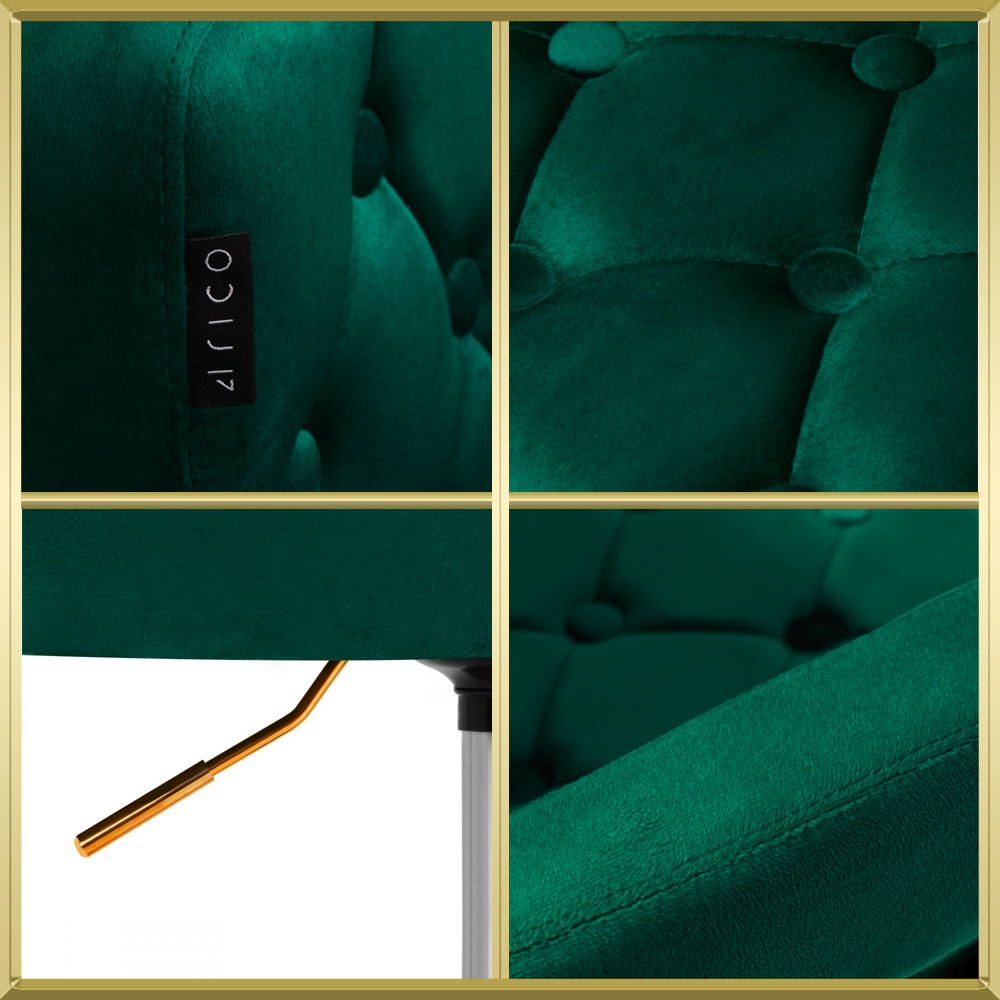 Fauteuil de coiffure & beauté velours vert-gold 4Rico