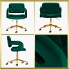 Fauteuil de coiffure & beauté velours vert-gold 4Rico