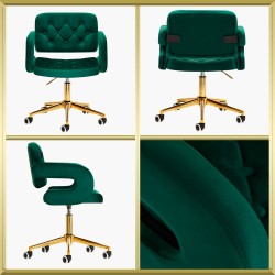 Fauteuil de coiffure & beauté velours vert-gold 4Rico