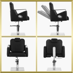 Fauteuil de coiffure & barbier noir Wilno Gabbiano