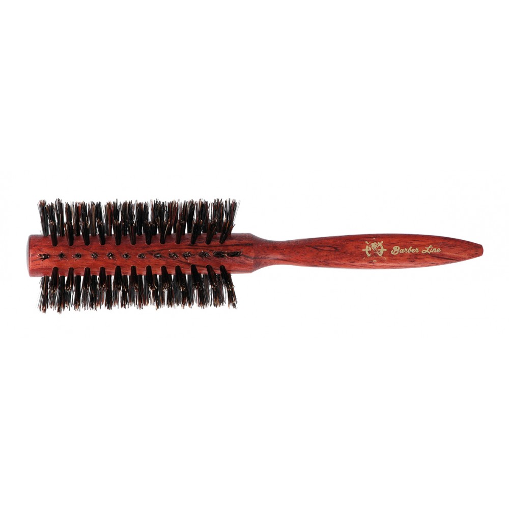 Brosse cheveux ronde en bois Barber Line