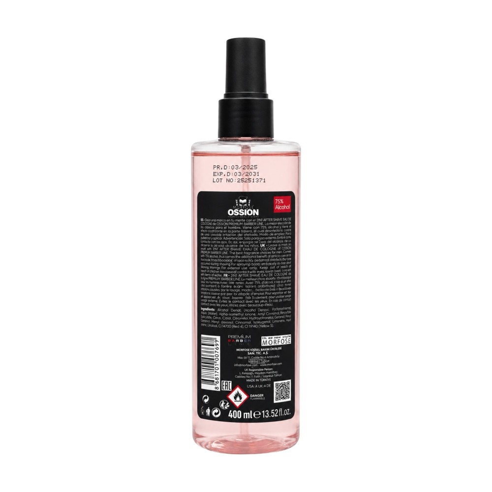 Ossion premium barber line eau de cologne Red Storm 400ml Morfose