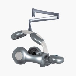 Casque sèche cheveux infrarouge blanc sur bras Logika Spheric Design Jacques Seban