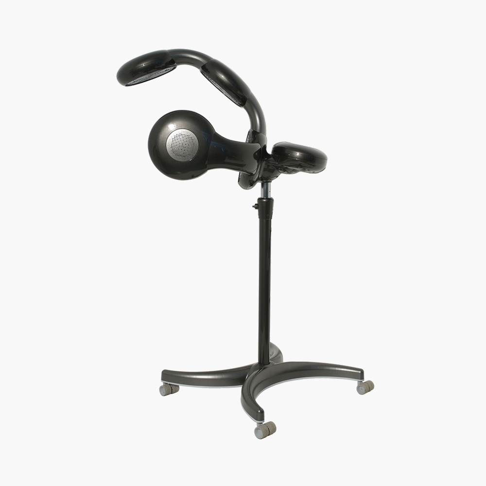 Casque sèche cheveux infrarouge noir sur pied Logika Spheric Design Jacques Seban