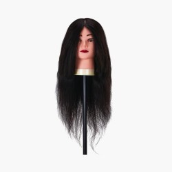 Tête d'apprentissage cheveux naturels couleur 1H, 42 cm Gabbiano