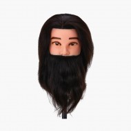 Tête d'apprentissage avec barbe cheveux naturels couleur 1H, 21 cm Gabbiano