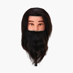 Tête d'apprentissage avec barbe cheveux naturels couleur 1H, 21 cm Gabbiano Tête d'apprentissage avec barbe cheveux naturels couleur 1H, 21 cm Gabbiano
