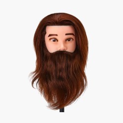 Tête d'apprentissage avec barbe cheveux naturels couleur 4H, 21 cm Gabbiano Tête d'apprentissage avec barbe cheveux naturels couleur 4H, 21 cm Gabbiano
