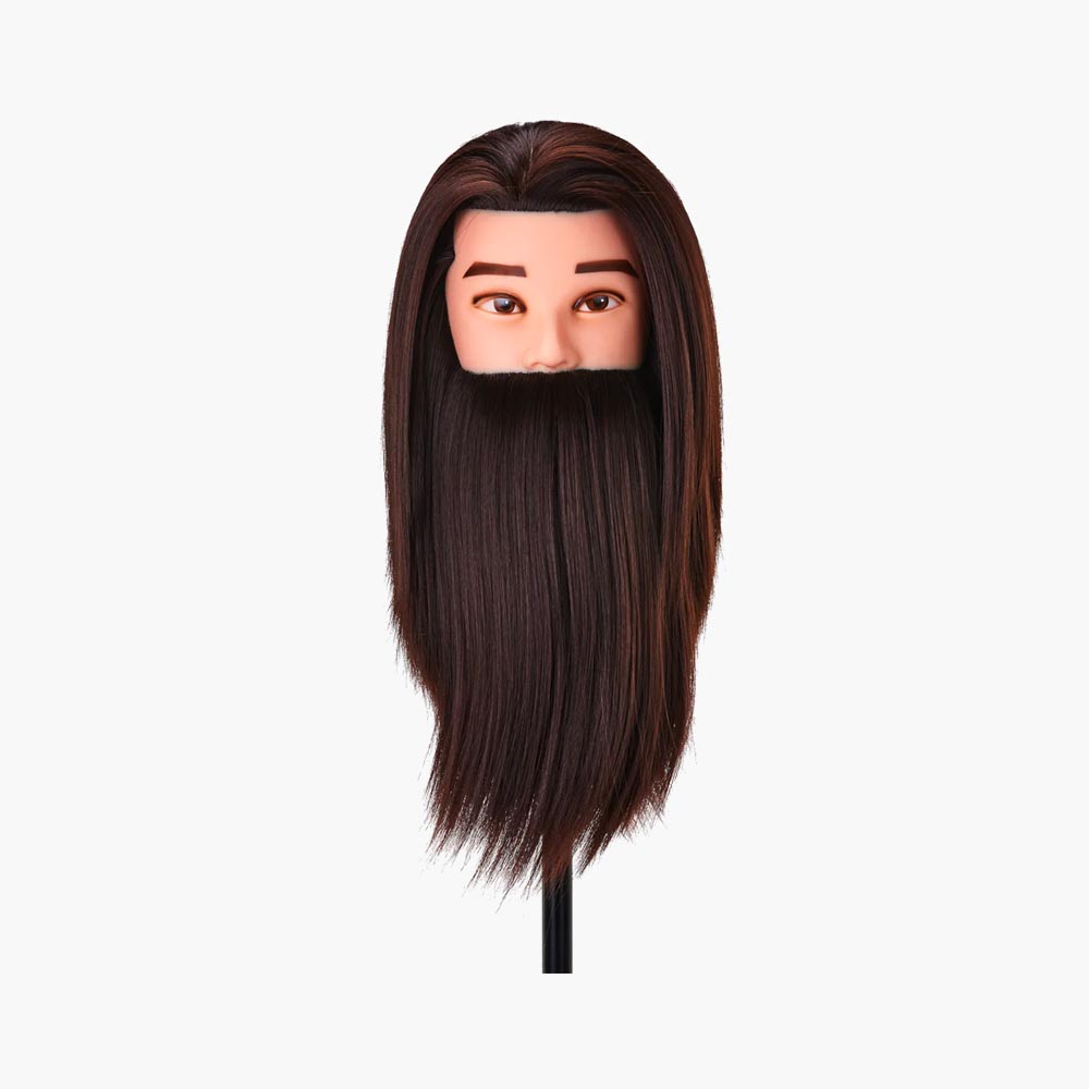 Tête d'apprentissage avec barbe cheveux synthétiques couleur 4H, 27 cm Gabbiano