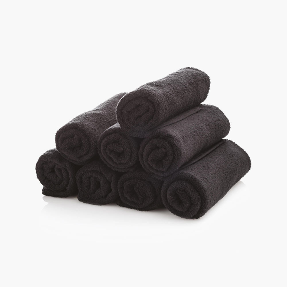 Serviette de barbier 100% coton noir Xanitalia