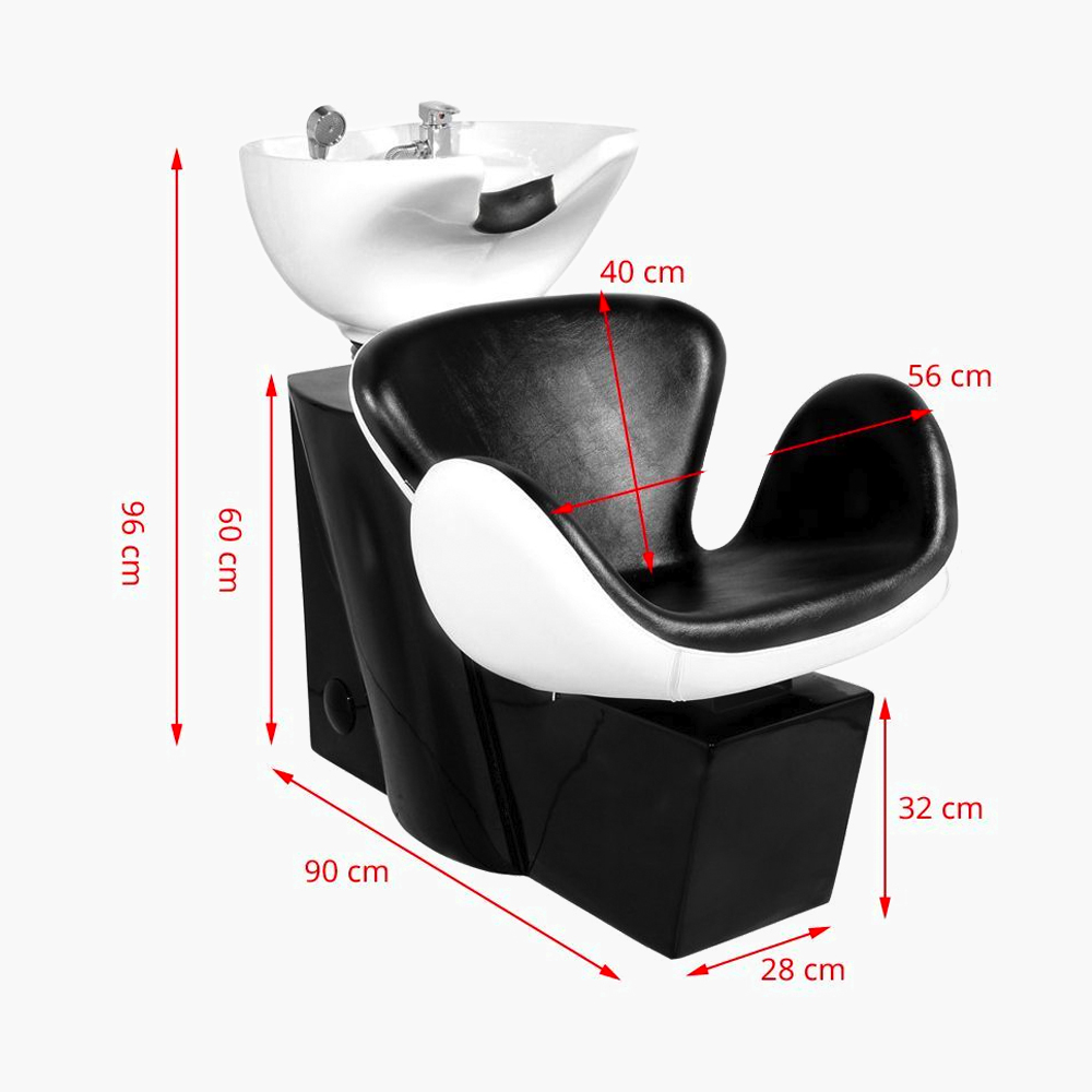 Bac à shampoing noir-blanc (cuve blanc) Amsterdam Gabbiano