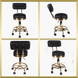 Tabouret de coiffure Noir-Gold Royal AM-830 Qainzo
