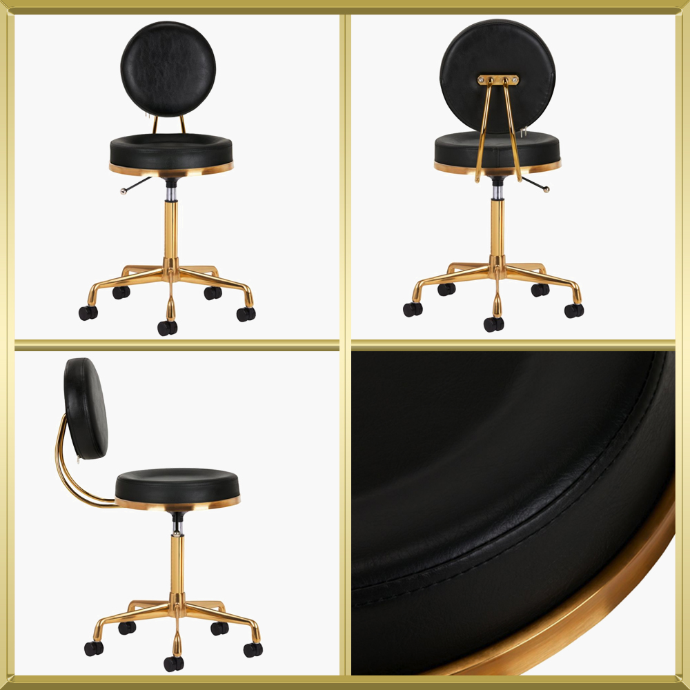 Tabouret de coiffure / cosmetique Noir-Gold H5 Qainzo Tabouret de coiffure / cosmetique Noir-Gold H5 Qainzo