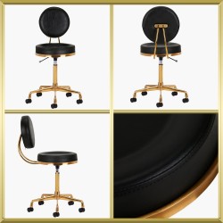 Tabouret de coiffure / cosmetique Noir-Gold H5 Qainzo
