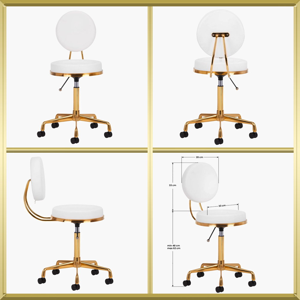 Tabouret de coiffure / cosmetique Blanc-Gold H5 Qainzo