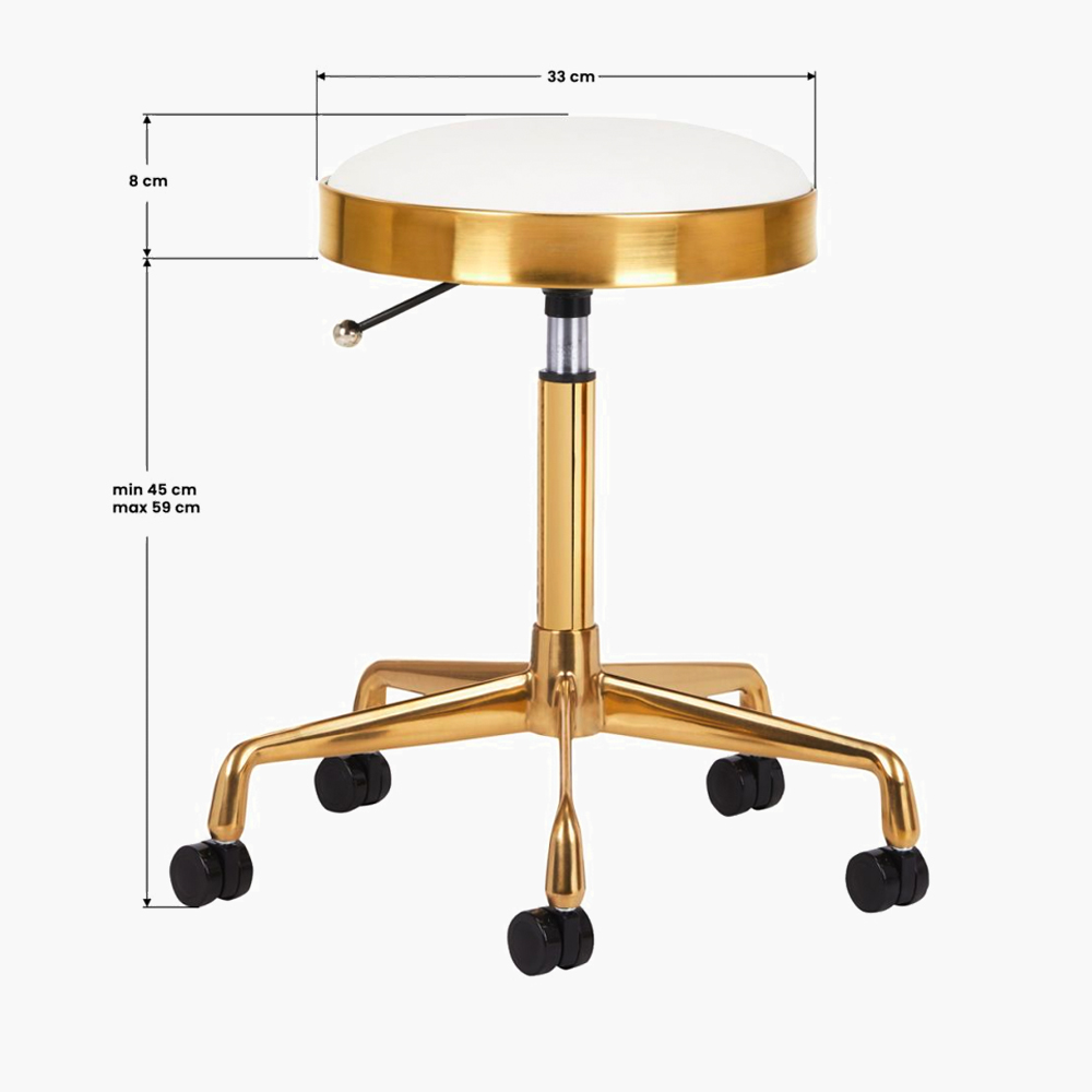 Tabouret de coiffure / cosmetique Blanc-Gold H7 Qainzo
