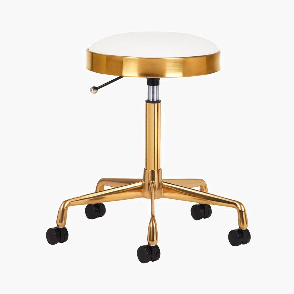 Tabouret de coiffure / cosmetique Blanc-Gold H7 Qainzo