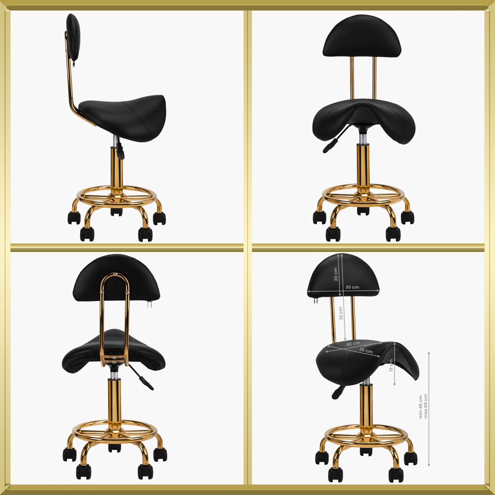 Tabouret de coiffure / cosmetique Noir-Gold 6001-G Qainzo