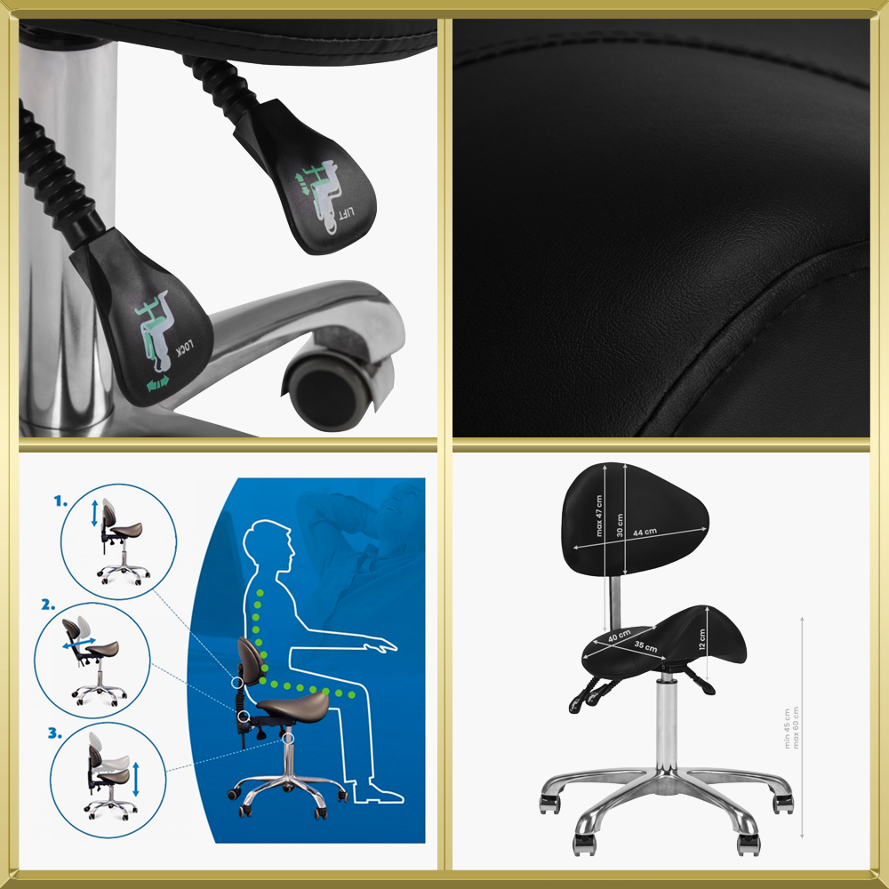 Tabouret de coiffure Noir 1004 Giovanni