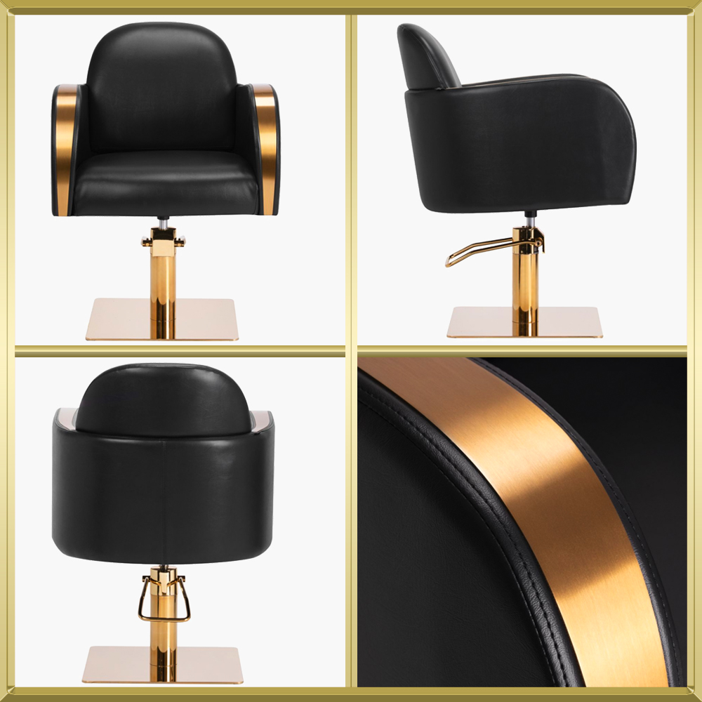 Fauteuil de coiffure noir-gold Malaga Gabbiano