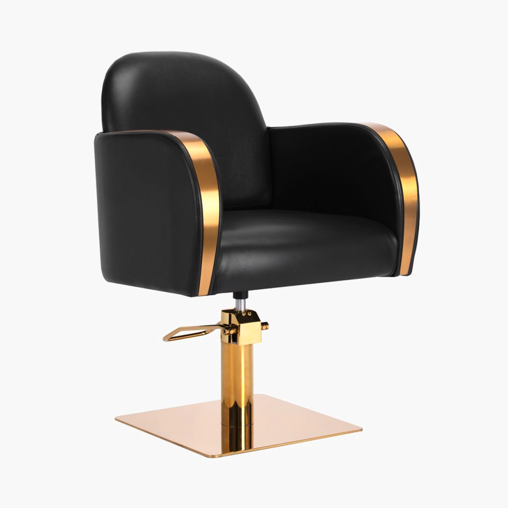Fauteuil de coiffure noir-gold Malaga Gabbiano