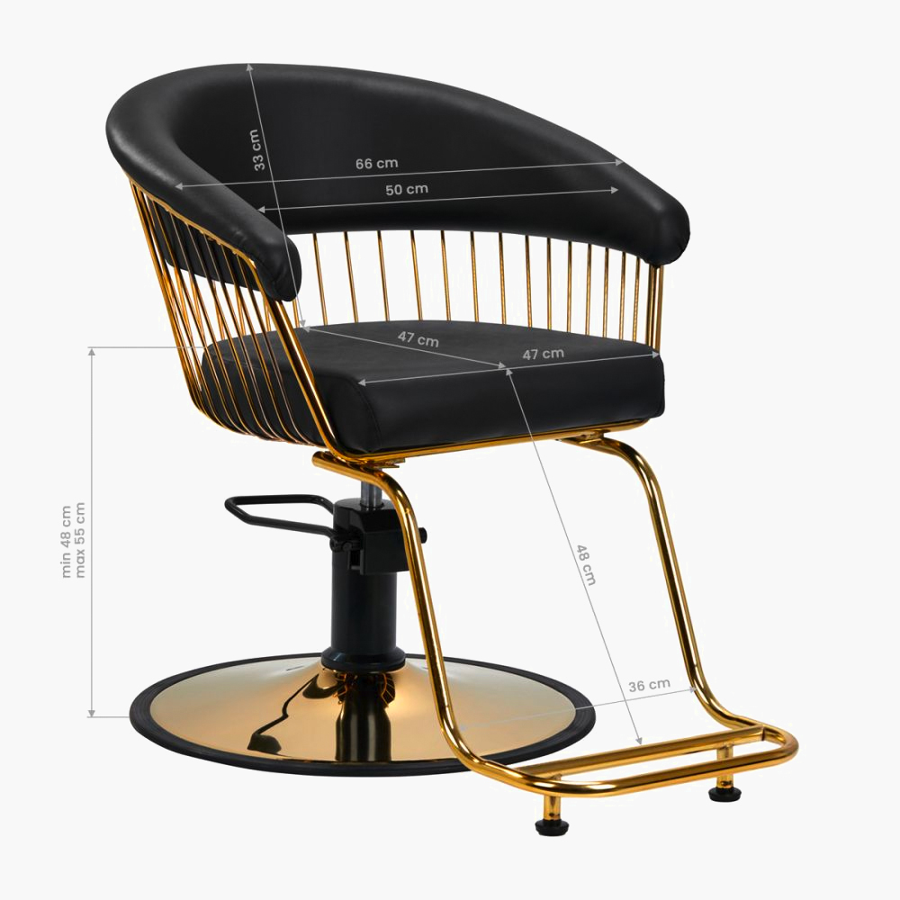 Fauteuil de coiffure noir-gold Lille-M Gabbiano
