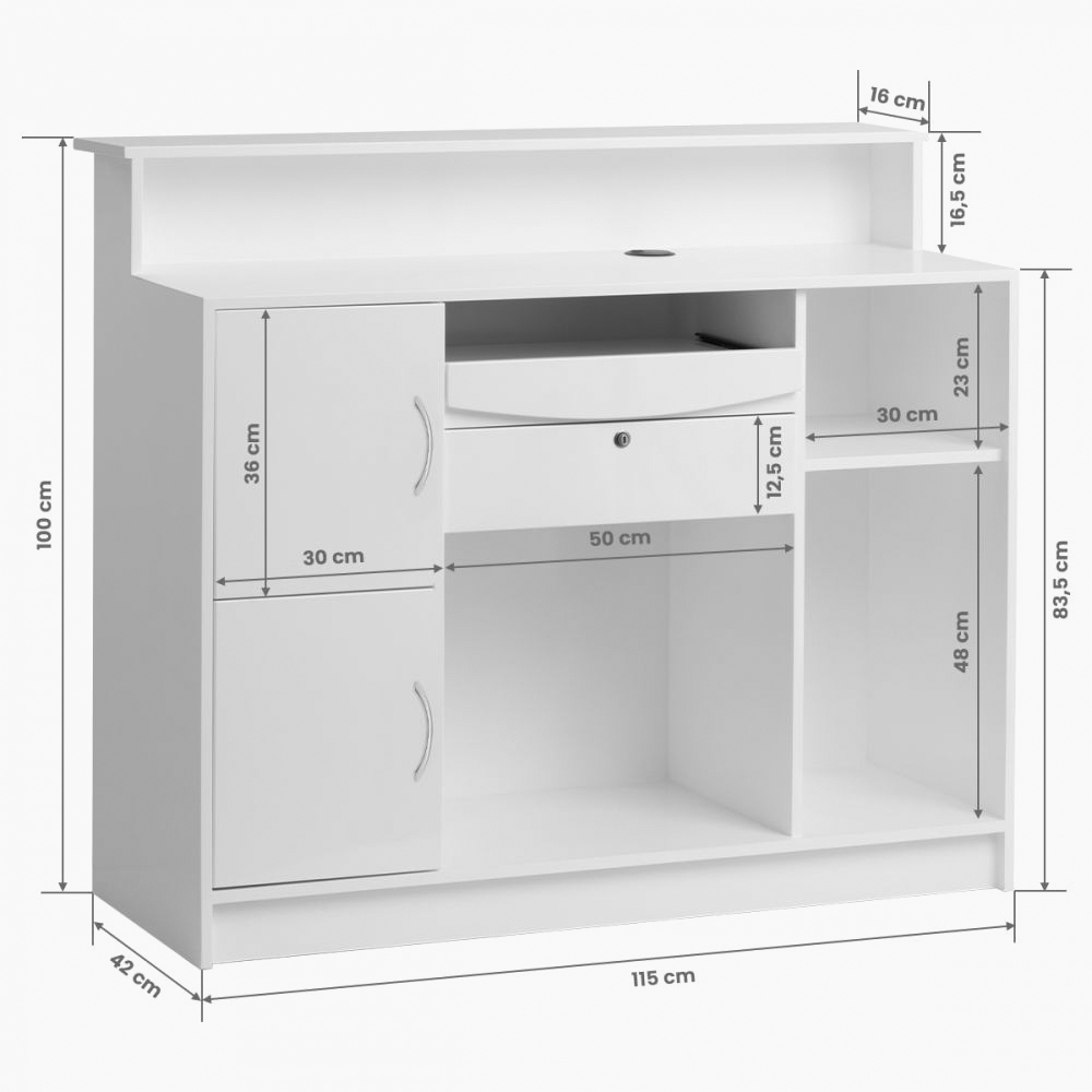 Meuble de caisse et réception blanc-grise G26S Gabbiano Meuble de caisse et réception blanc-grise G26S Gabbiano