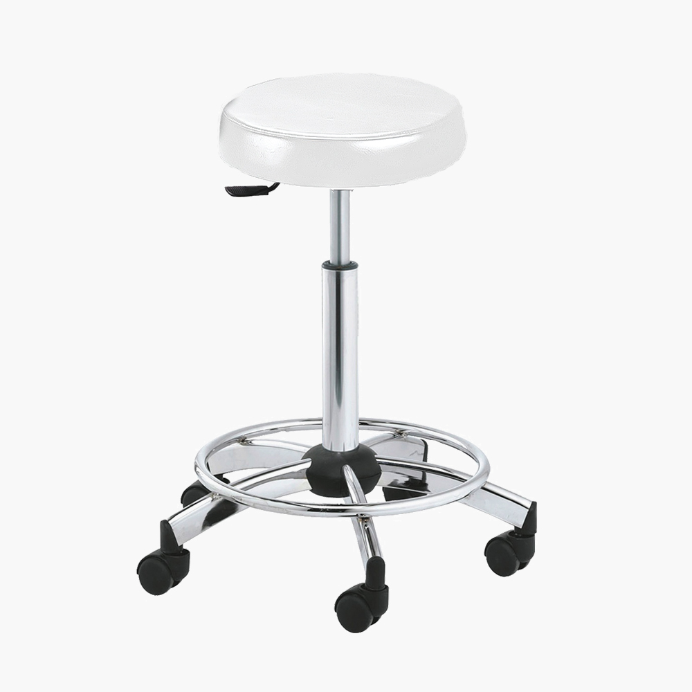 Tabouret de coiffure pied cerclé Monte-Carlo Blanc Jacques Seban