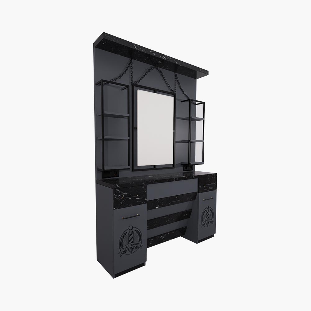 Poste de travail pour salon de coiffure ET2822 Anthracite Qainzo