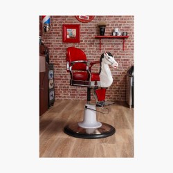 Fauteuil de coiffure enfant style barbier Manege Bleu Jacques Seban Fauteuil de coiffure enfant style barbier Manege Bleu Jacques Seban