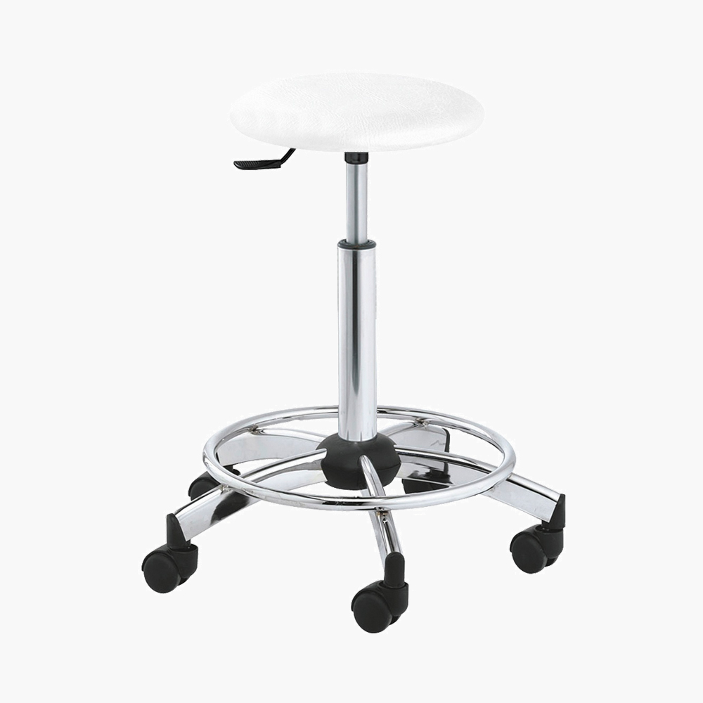 Tabouret de coiffure pied cerclé beausoleil Blanc Jacques Seban